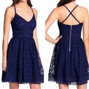 GUESS Medallion Lace Fit And Flare Dress
